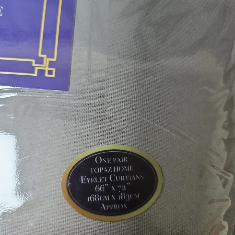 TOPAZ EYELET CURTAINS – SILKY FEEL BLACKOUT, READY MADE, 66 X 72 INCHES (168 X 183 CM) – GREY