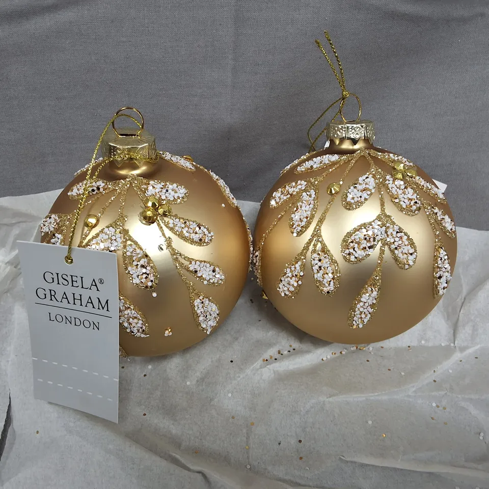 SET OF 12 GISELA GRAHAM DECORATIVE HANGING TREE DECORATIONS IN GOLD