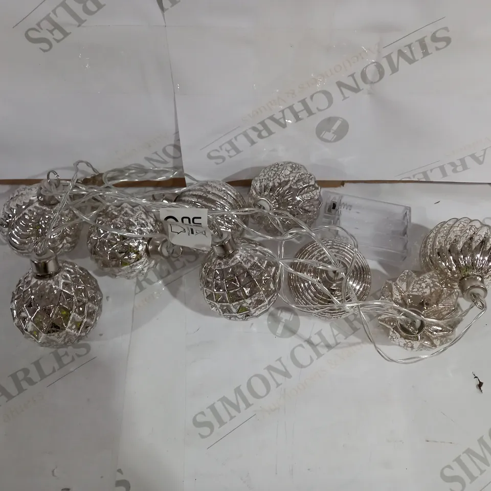 ALISON CORK MERCURY GLASS SET OF 10 BAUBLE LIGHT STRAND