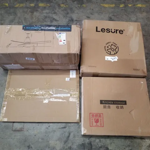PALLET CONTAINING ASSORTED PRODUCTS INCLUDING CEILING FAN LIGHT, COLLAPSIBLE SOFT SIDED CRATE, KITCHEN STORAGE & A2 PICTURE FRAMES