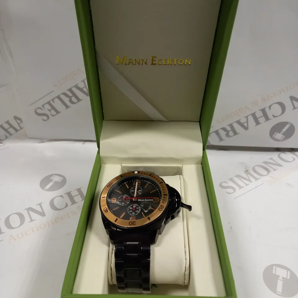 BOXED MANN EGERTON TIME GUARDER BLACK DIAL WATCH 