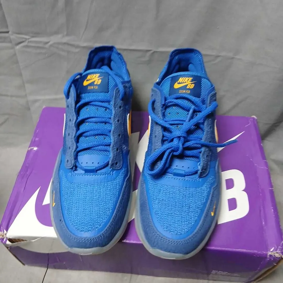 NIKE SB TRAINERS – BLUE/YELLOW SWOOSH, UK 6 (US 6.5) 