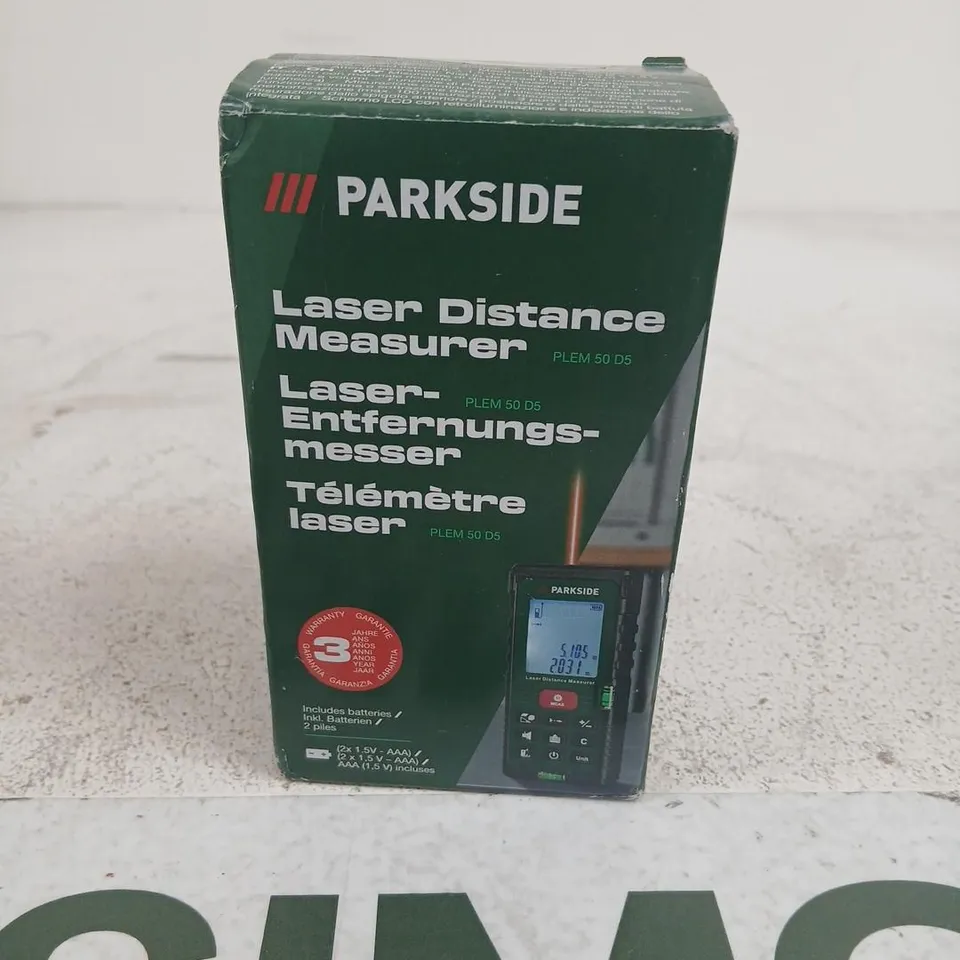 PARKSIDE LASER DISTANCE MEASURER – PLEM 50 D5 (WITH BATTERIES) BOXED