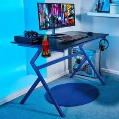 BOXED NEO ERGONOMIC COMPUTER GAMING DESK BLUE - COLLECTION ONLY