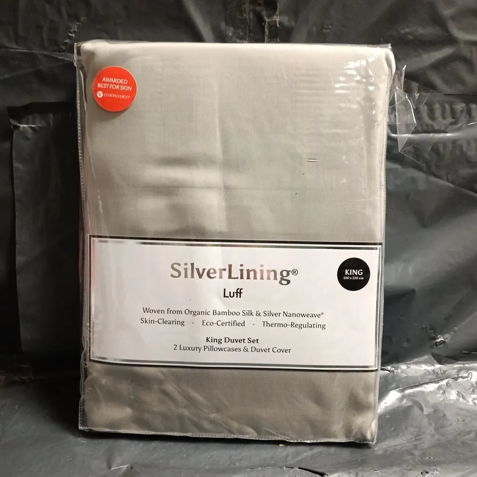 SILVERLINING LUFF KING SIZE DUVET SET IN GREY