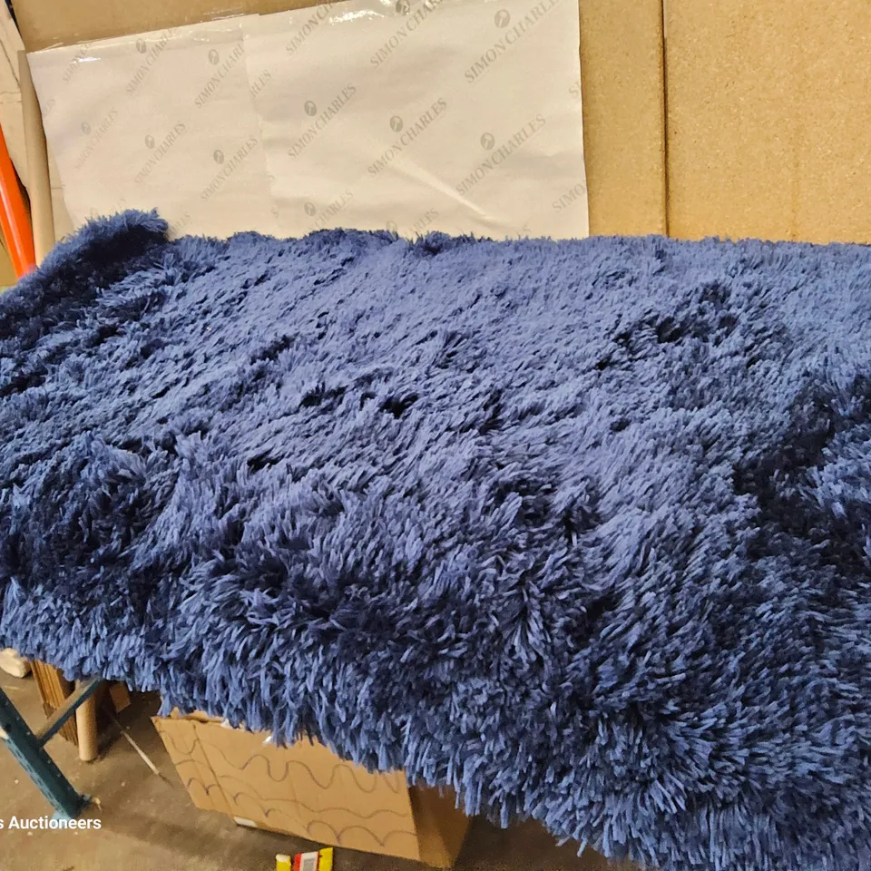 AAYUSH HANDMADE SHAG NAVY RUG 80 × 150
