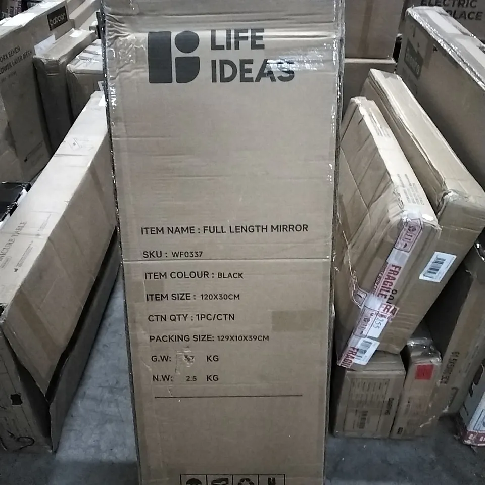 BOXED LIFE IDEAS FULL LENGTH MIRROR BLACK