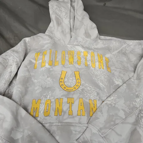 ABERCROMBIE & FITCH YELLOWSTONE MONTANA HOODIE, GRAY CAMOUFLAGE, SIZE M
