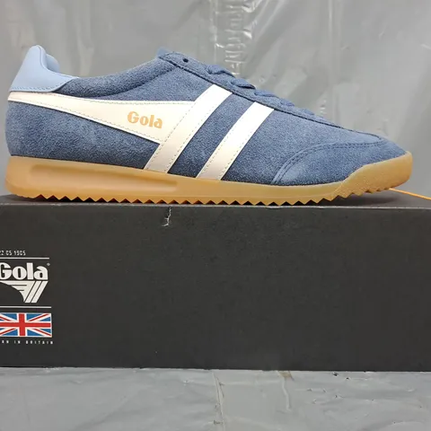 BOXED PAIR OF GOLA TRAINERS IN BLUE/WHITE SIZE UK 8