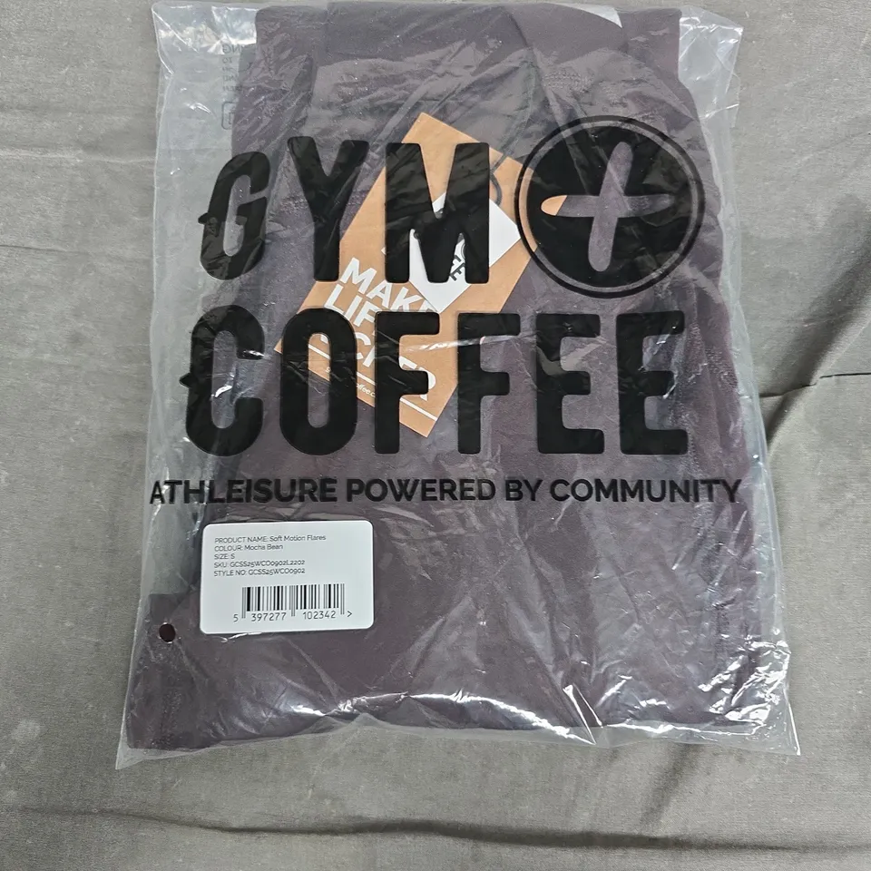 BAGGED GYM+COFFEE SOFT MOTION FLARES – MOCHA BEAN, SIZE S (UK)