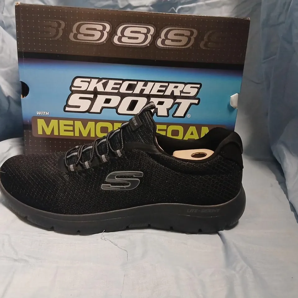SKECHERS SUMMIT MEMORY FOAM SNEAKERS – BLACK, UK 10 (EU 45, US 11)