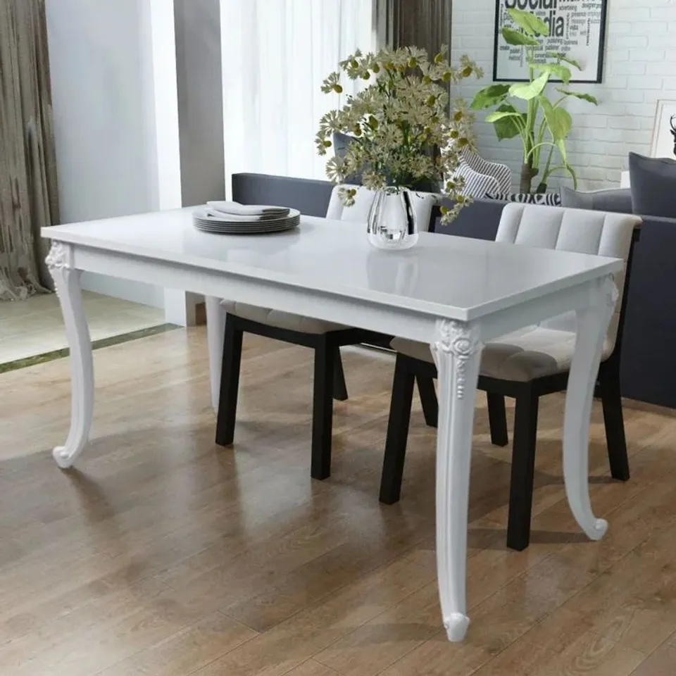 BOXED BOLIVAR DINING TABLE IN GLOSS WHITE -1 BOX