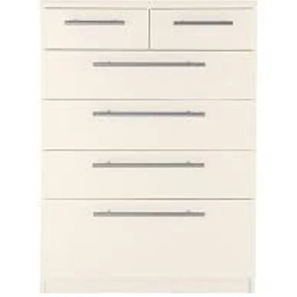 BOXED PRAGUE WHITE 4+2 DRAWER GRADUATED CHEST (INCOMPLETE - 1 OF 2 BOXES)