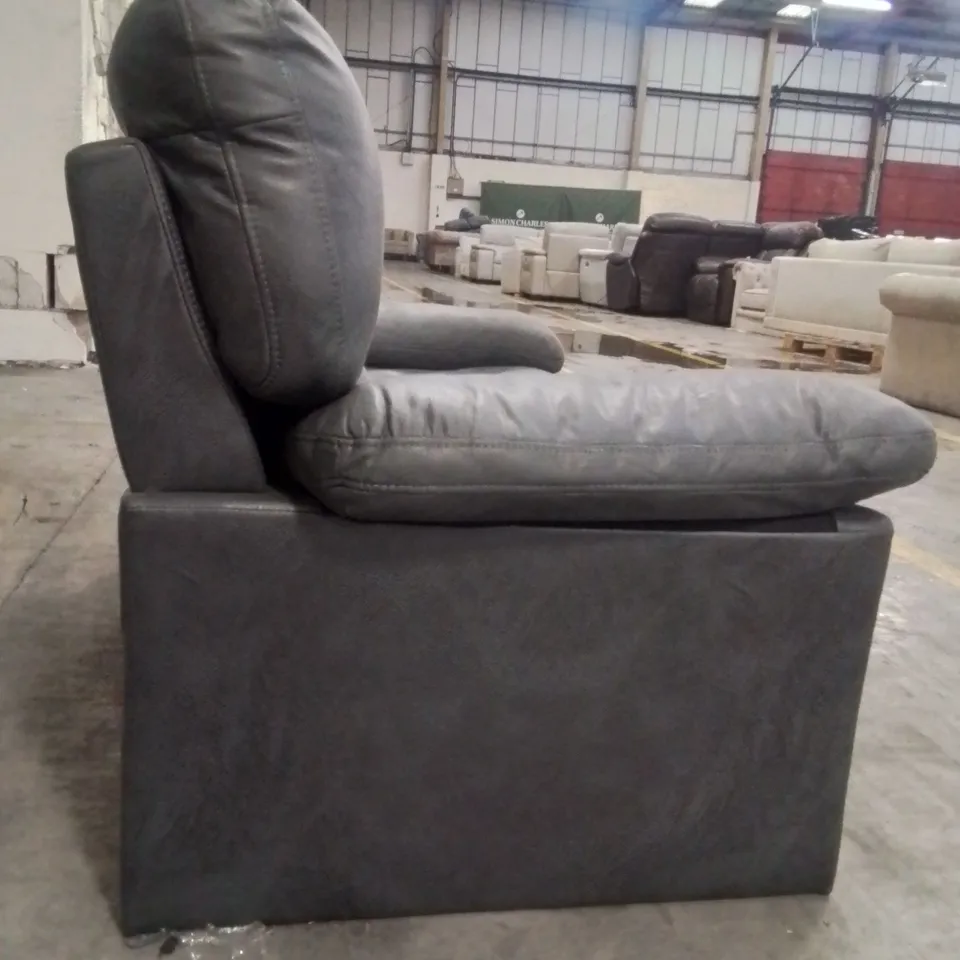 QUALITY DESIGNER 2 SEATER GREY FABRIC UPHOLSTERED SOFA 