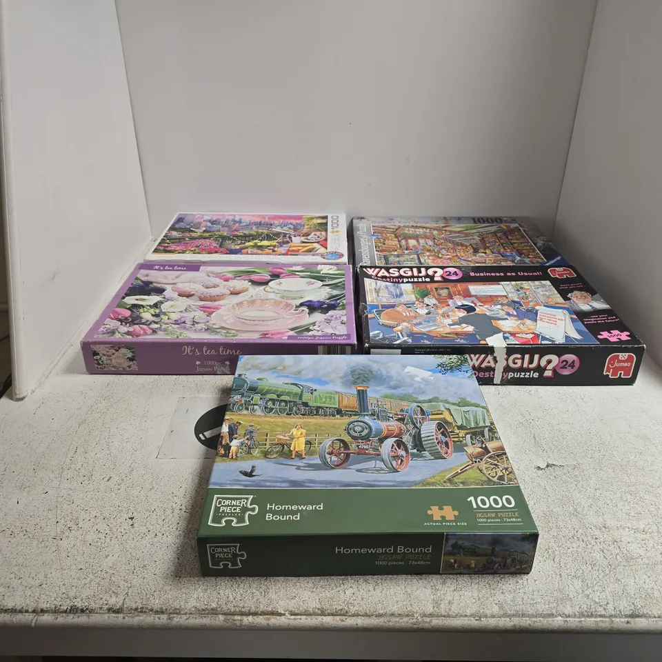 BOX OF 5 ASSORTED JIGSAWS 