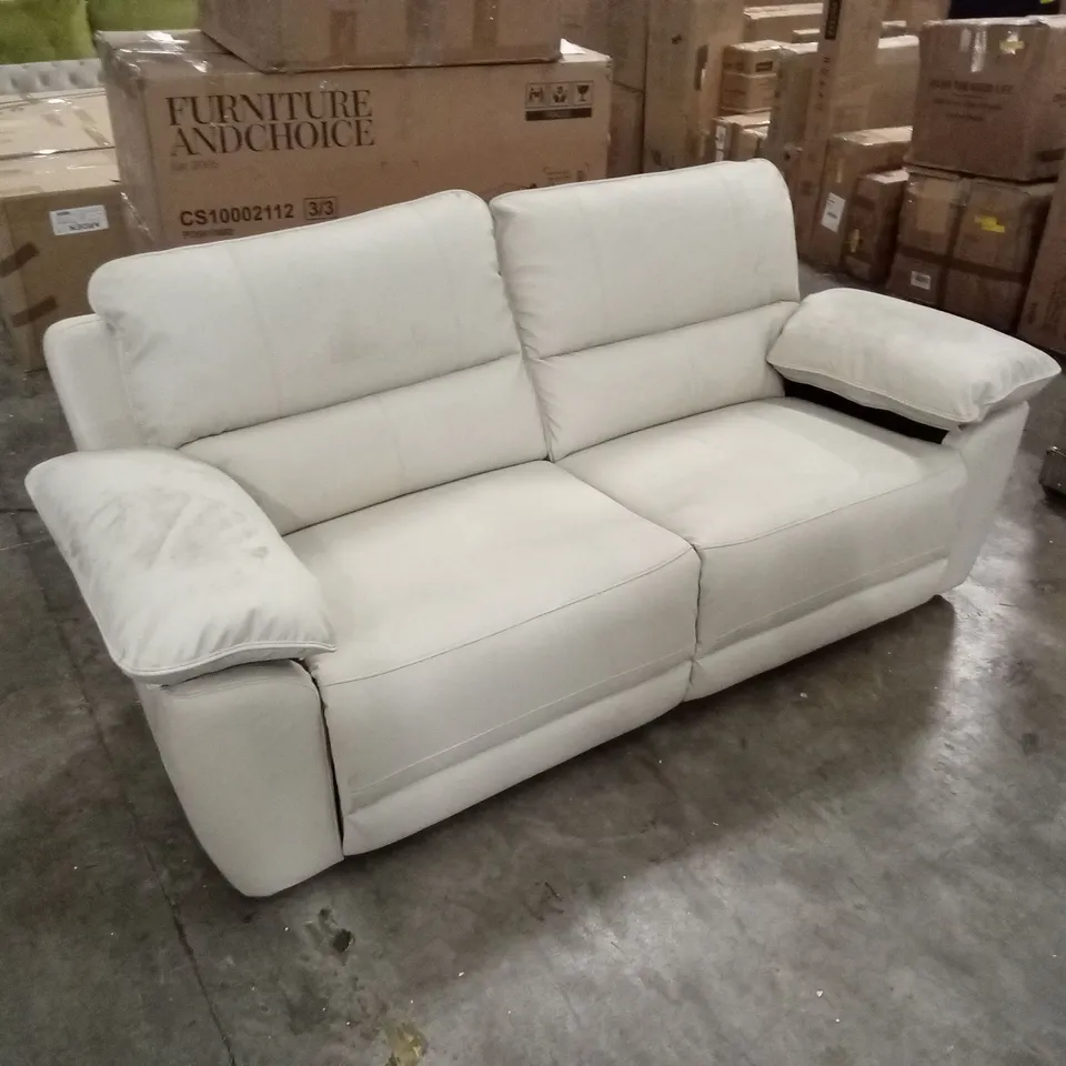 SEVILLE 3 SEATER RECLINER SOFA, IVORY PREMIUM FAUX LEATHER