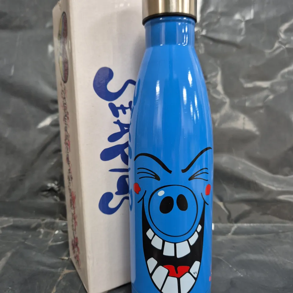 BOX OF APPROXIMATELY 15 SEAPIGS WATER BOTTLES IN BLUE