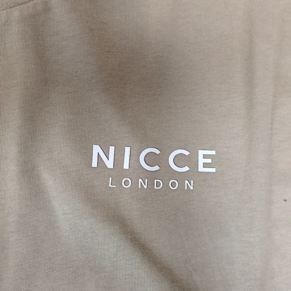 NICCE LONDON RAISED LOGO T-SHIRT IN SAND/BEIGE - UK SIZE L