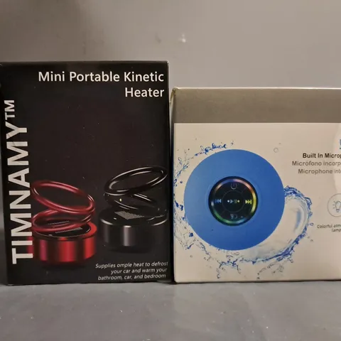 APPROXIMATELY 15ASSORTED ITEMS TO INCLUDE - WATERPROOF SPEAKER & TIMNAMY MINI PROTABLE KINETIC HEATER 