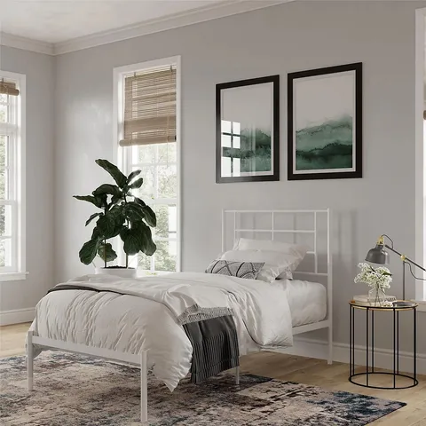 BOXED DOREL HOME JENSEN METAL BED WHITE, SINGLE (1 BOX)