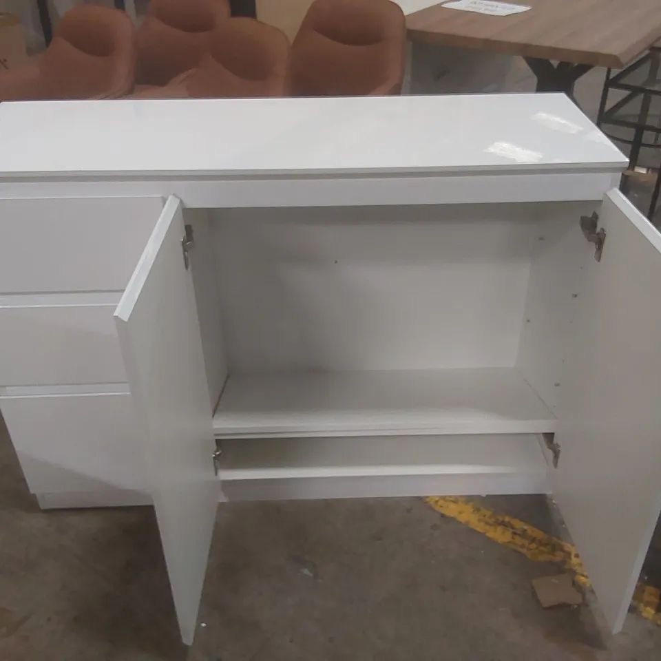 120CM HIGH GLOSS SIDEBOARD WITH 3 DRAWERS & 2 DOORS PUSH-TO-OPEN STORAGE