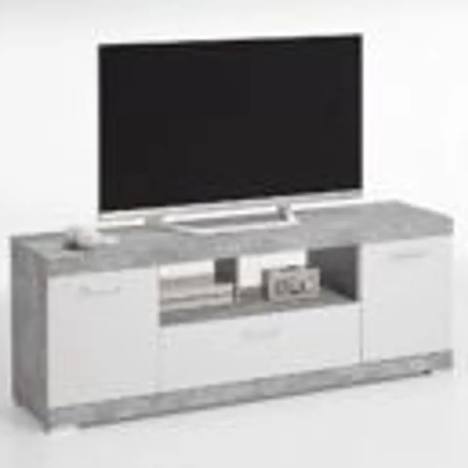 BRAND NEW & BOXED BRISTOL ENTERTAINMENT/TV UNIT IN GLOSSY CONCRETE (1 BOX)