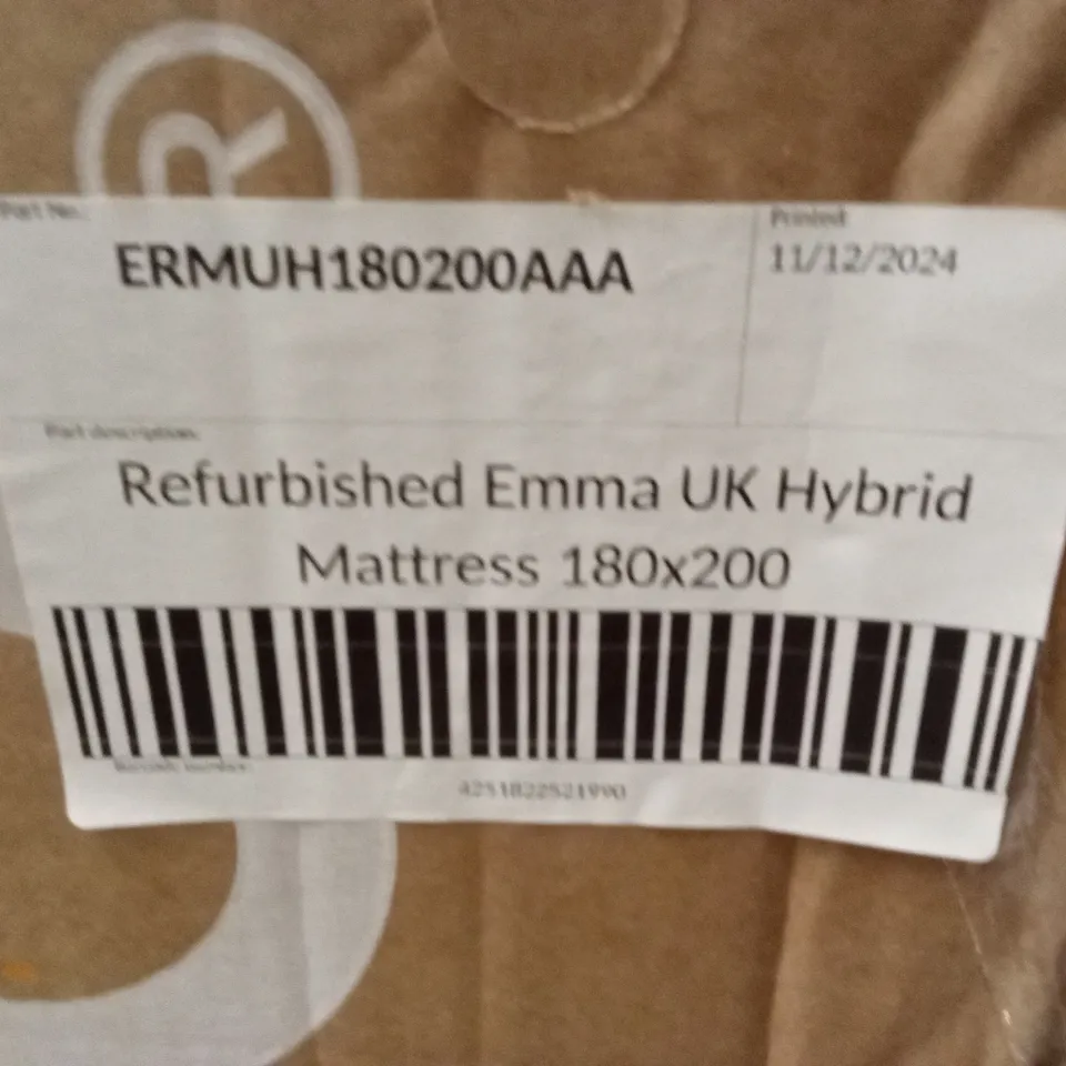BOXED AND ROLLED MANUFACTURER REFURBISHED EMMA UK HYBRID MATTRESS 180 X 200CM (SUPERKING SIZE)