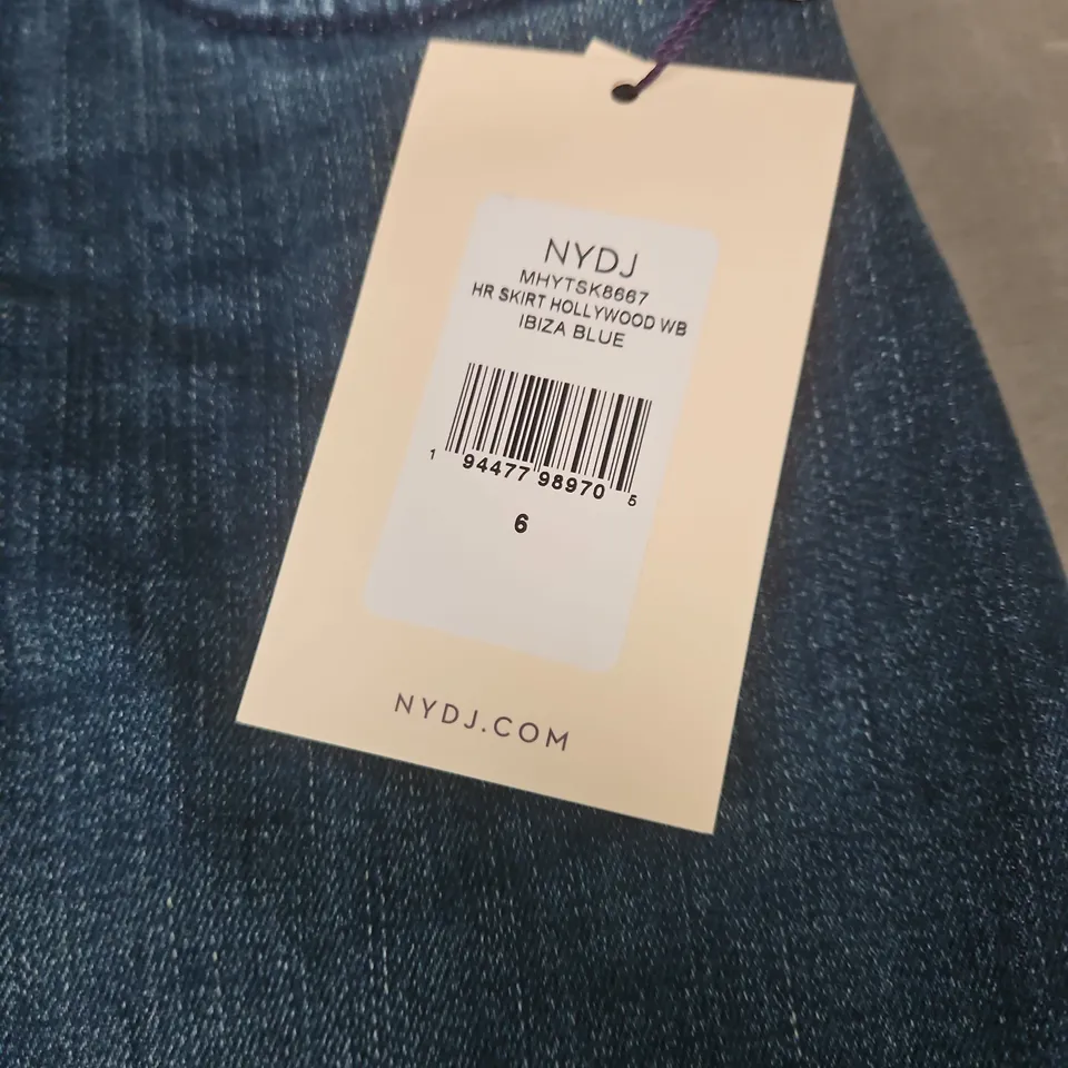NYDJ HIGH RISE DENIM SKIRT – IBIZA BLUE, UK 10 (US 6)