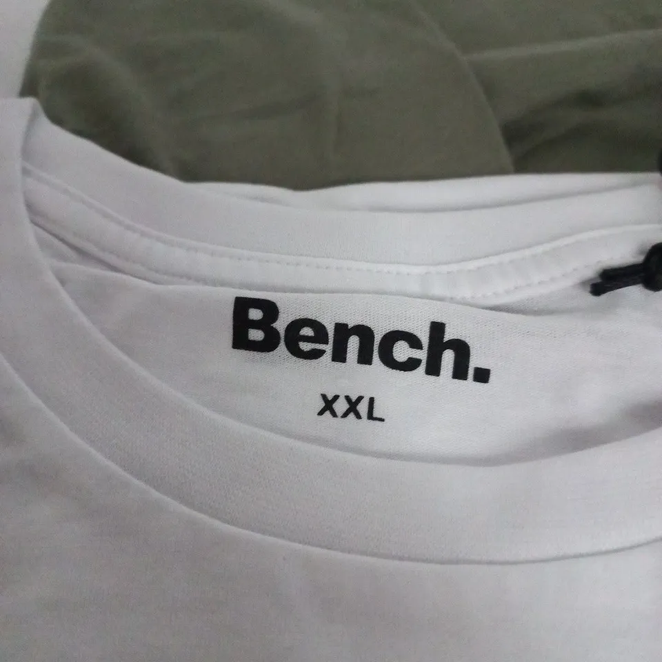 Bench. Men's green and white t-shirts – XXL, with Black Trim (2-pack)