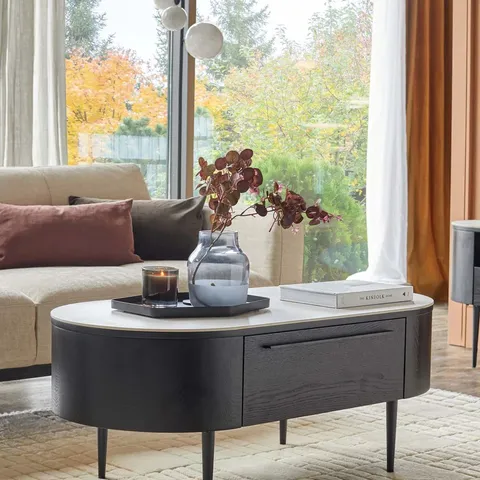BOXED DANETTI MANHATTAN MARBLED EFFECT CERAMIC COFFEE TABLE