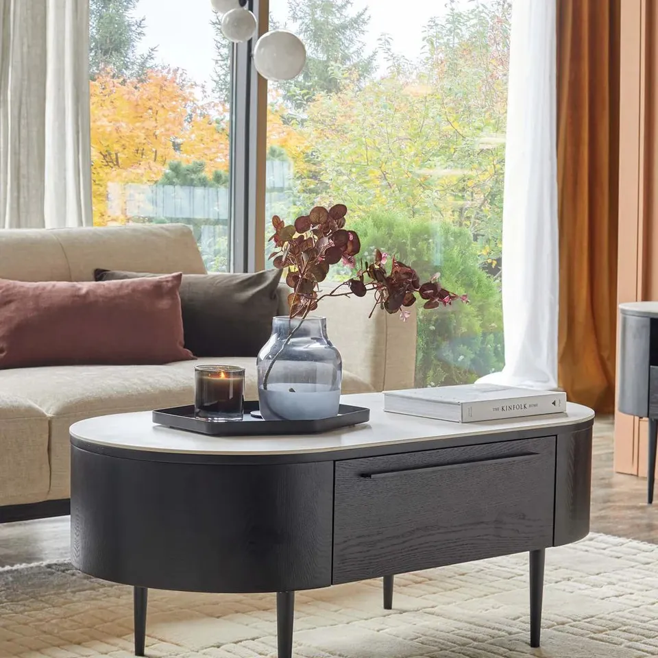 BOXED DANETTI MANHATTAN MARBLED EFFECT CERAMIC COFFEE TABLE