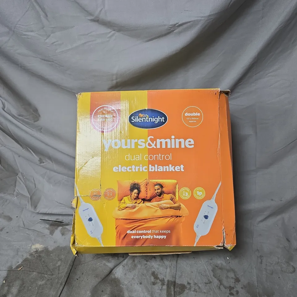 SILENT NIGHT YOURS AND MINE DUAL CONTROL ELECTRIC BLANKET BOXED