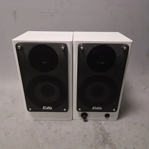 PAIR OF EDIS WHITE WALL MOUNTED SPEAKERS