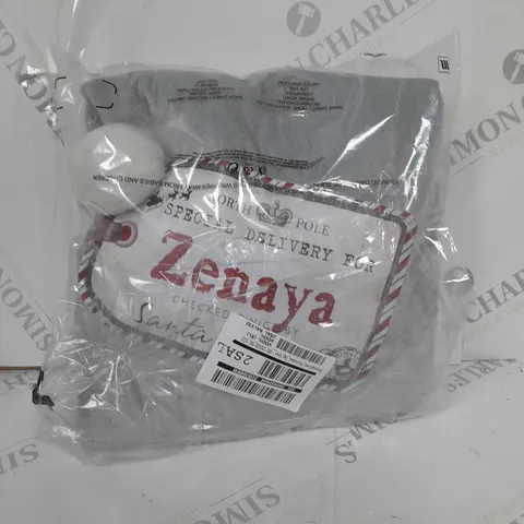 PERSONALISED CHRISTMAS TAG GREY SACK