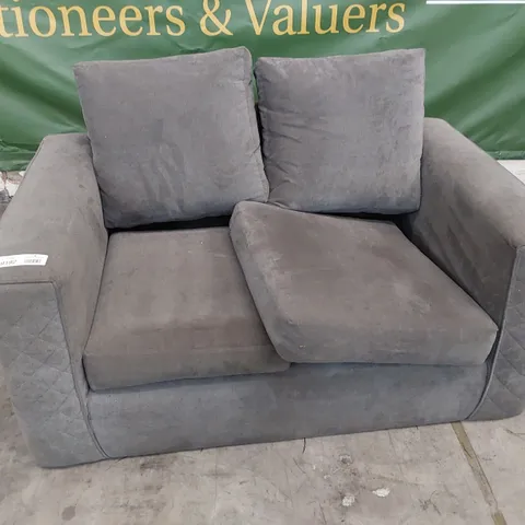 DESIGNER TWO SEATER SOFA QUILTED GREY FABRIC