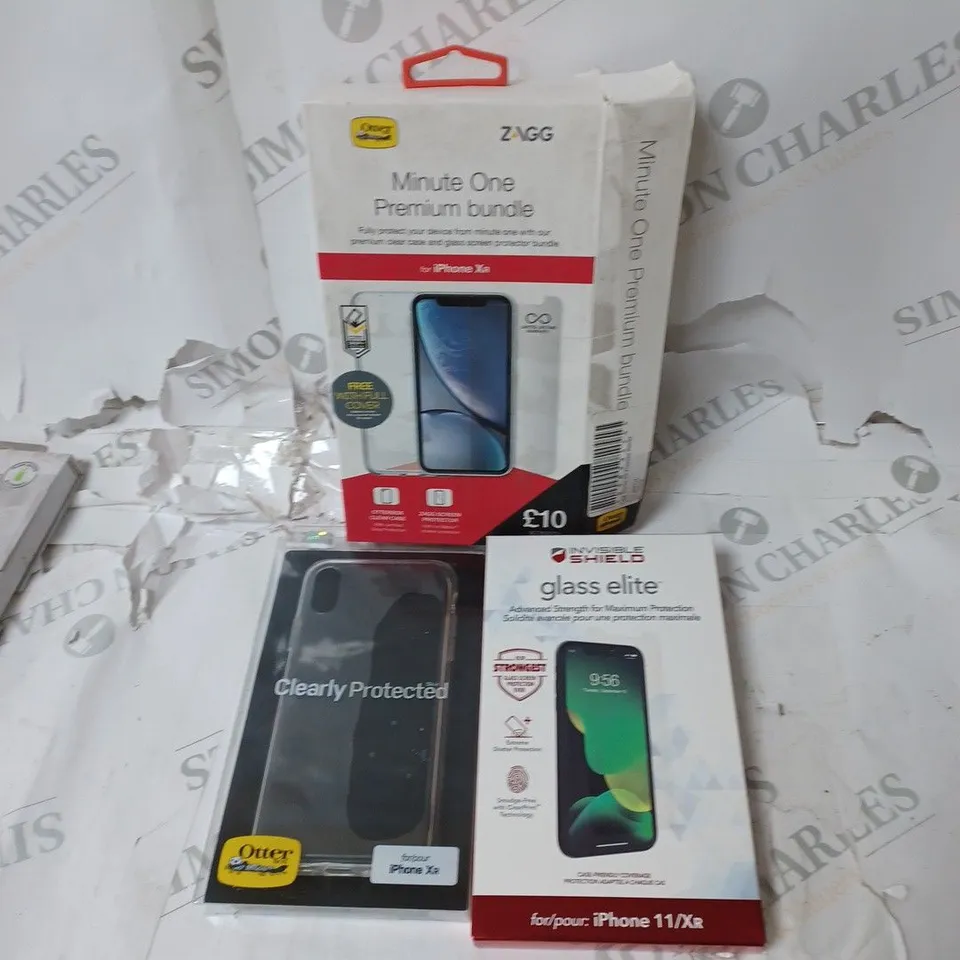 BOX OF ASSORTED ELECTRONICAL ITEMS TO INCLUDE ZEBRA CARD CLEANER, ZAGG IPHONE CASE, APPLE IPAD PRO CASE ETC 