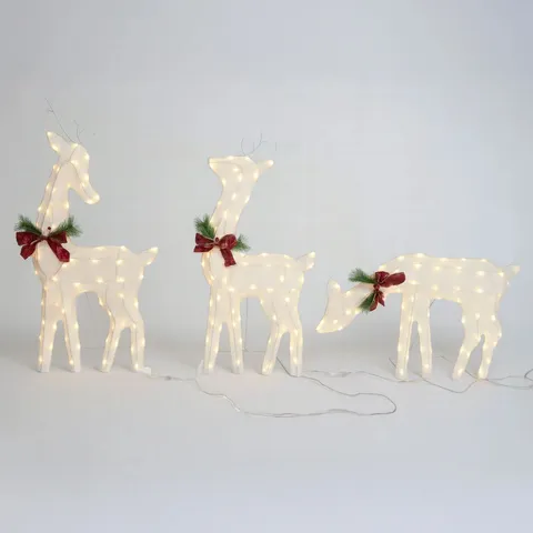 BOXED NEO SET OF 3 OUTDOOR DEER DECORATIONS 