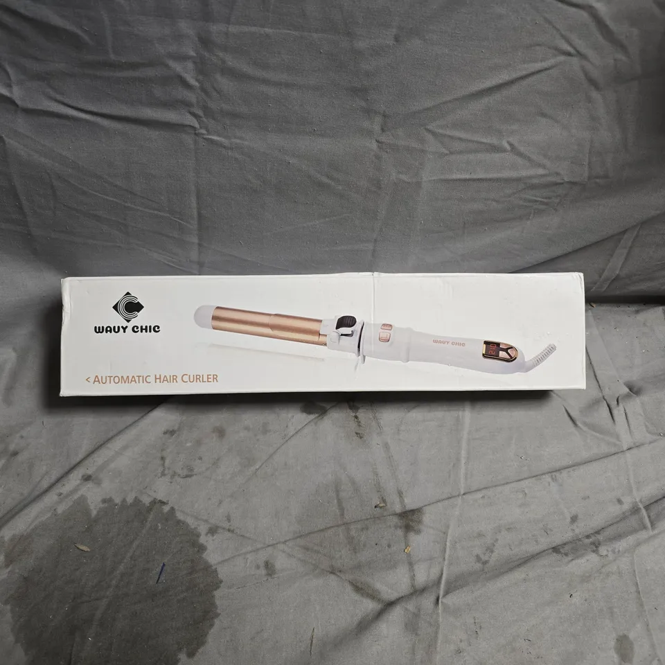 WAVY CHIC AUTOMATIC HAIR CURLER – WHITE WITH ROSE GOLD BARREL (BOXED)