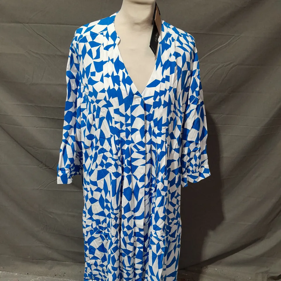 PHASE EIGHT PENELE GEO MIDAXI BLUE DRESS - US 12
