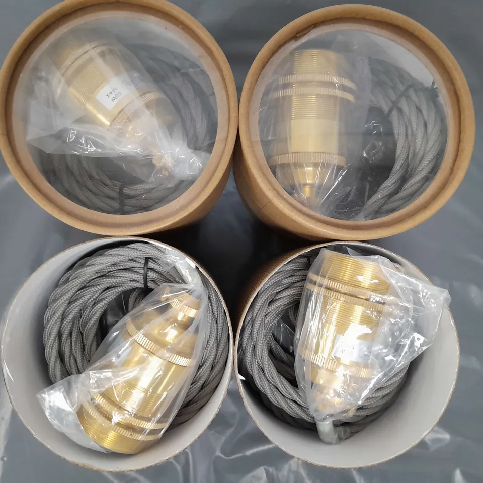 BOXED NOSTALGIA LIGHTS SET OF 4 PENDANT SETS IN BRASS/GREY