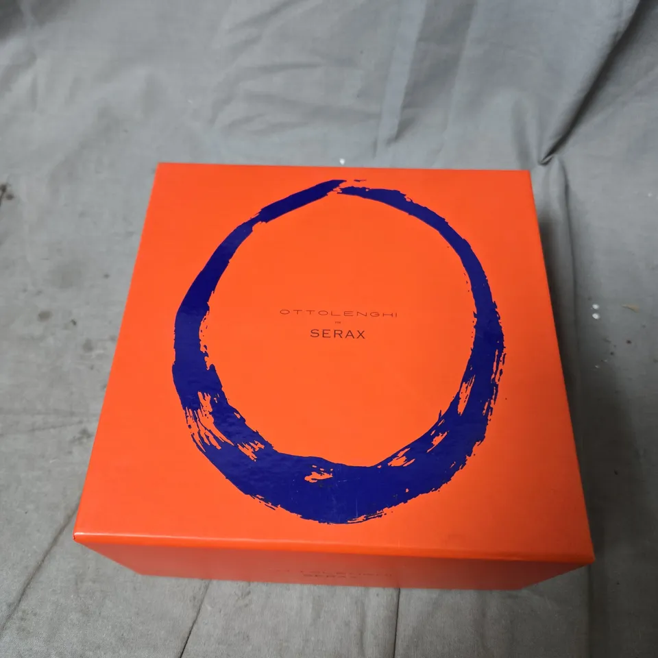 SERAX OTTOLENGHI COFFEE CUPS – LAPIS LAZULI WITH SWIRL-STRIPE WHITE, BOXED-SET OF 4