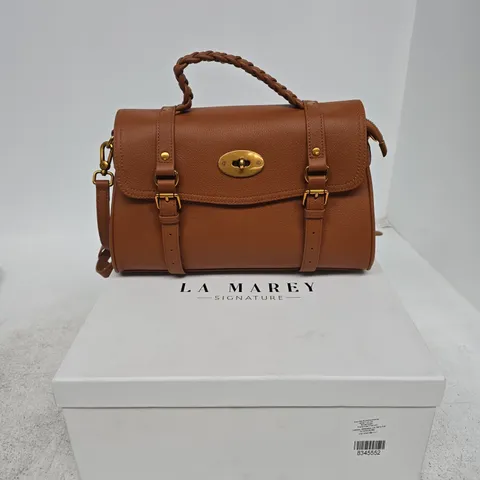 LA MAREY SIGNATURE LEATHER HANDBAG – TAN BROWN