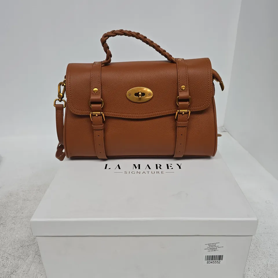 LA MAREY SIGNATURE LEATHER HANDBAG – TAN BROWN