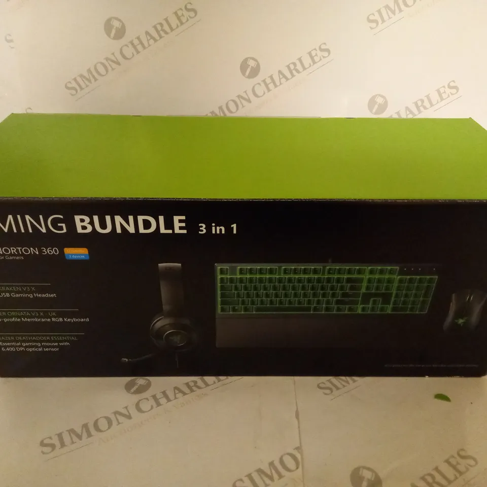 BRAND NEW BOXED RAZER GAMING BUNDLE 3 IN 1 USB GAMING HEADSET, MEMBRANE RGB KEYBOARD AND ESSENTIAL GAMING MOUSE