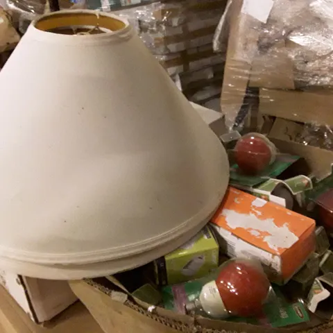 PALLET OF BRAND NEW HOMEWARE STOCK INCLUDING LAMP SHADES, ENERGY SAVING BULBS & TABLE LAMPS