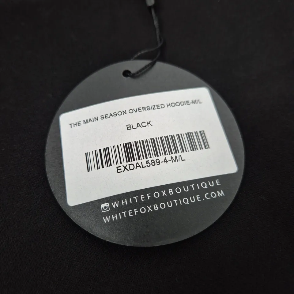 WHITE FOX BOUTIQUE THE MAIN SEASON OVERSIZED HOODIE – BLACK – SIZE M/L