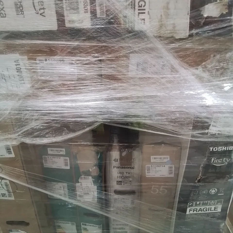 PALLET OF APPROXIMATELY 10 UNPROCESSED RAW RETURN TELEVISIONS TO INCLUDE;