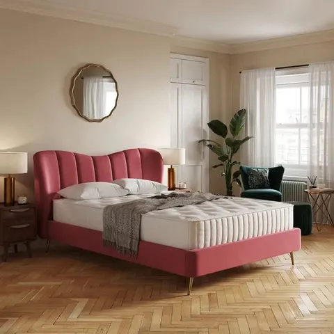 BOXED STARLA VELVET BED - CORAL // SIZE: 4'6" DOUBLE (2 BOXES)