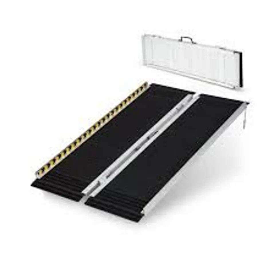 BOXED COSTWAY 122 X 74cm WHEELCHAIR RAMP, PORTABLE AND ANTI-SLIP FOLDING RAMP, UP TO 272 KG LOAD CAPACITY, ALUMINUM