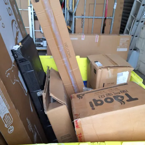 PALLET OF APPROXIMATELY 8 ASSORTED ITEMS INCLUDING 5FT WOODEN EASEL AND HISENSE 55" TV 
